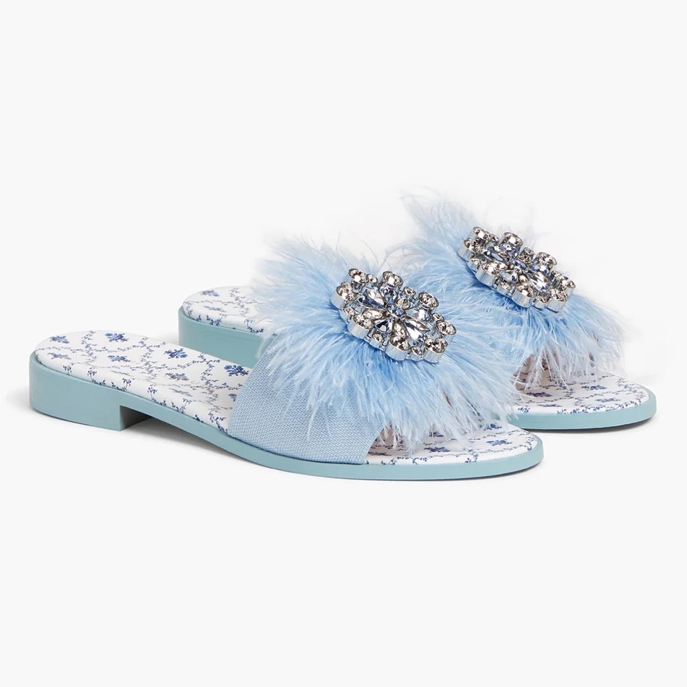 Hill House The City Slide Blue Feathers size 9.5